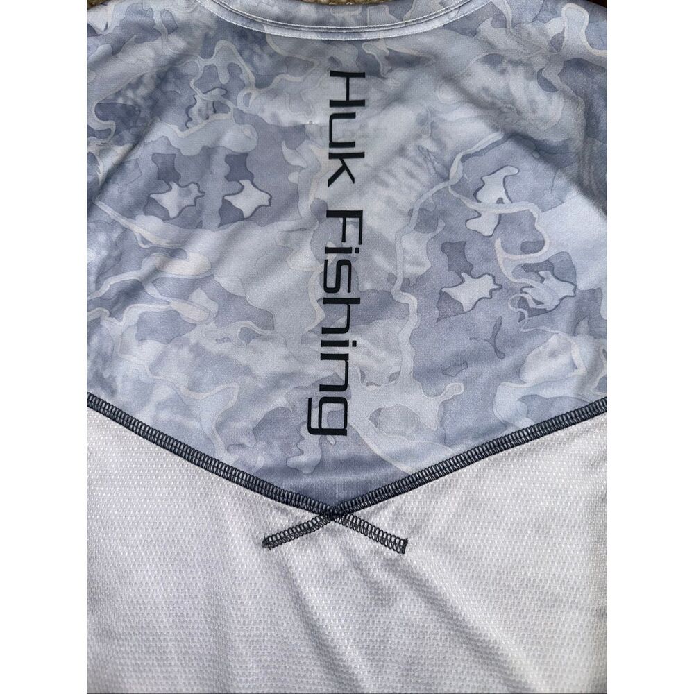 Huk Performance Fishing Men's Long Sleeve Camouflage Shirt Gray White Size small - Picture 7 of 7